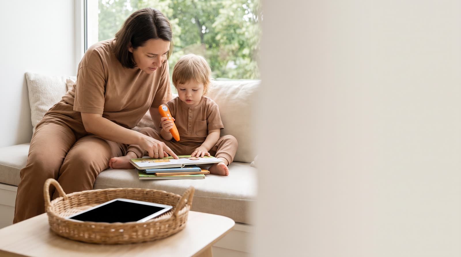 How can parents reduce screen time using a reading pen and picture books together?