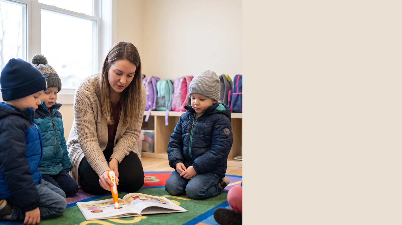 How can parents use reading pen books in a kindergarten classroom during travel?