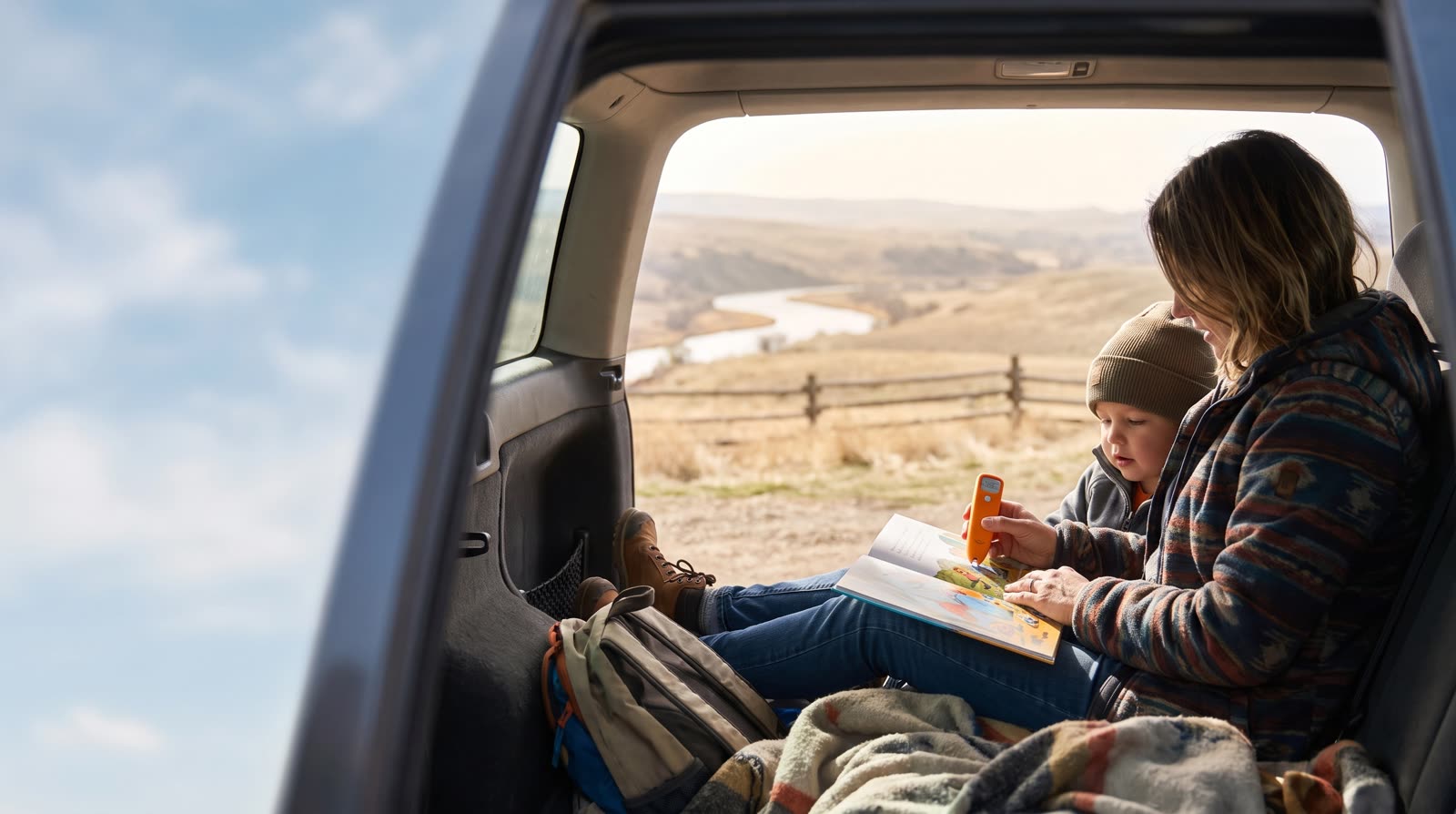 How can parents use reading pen books in the car during travel?