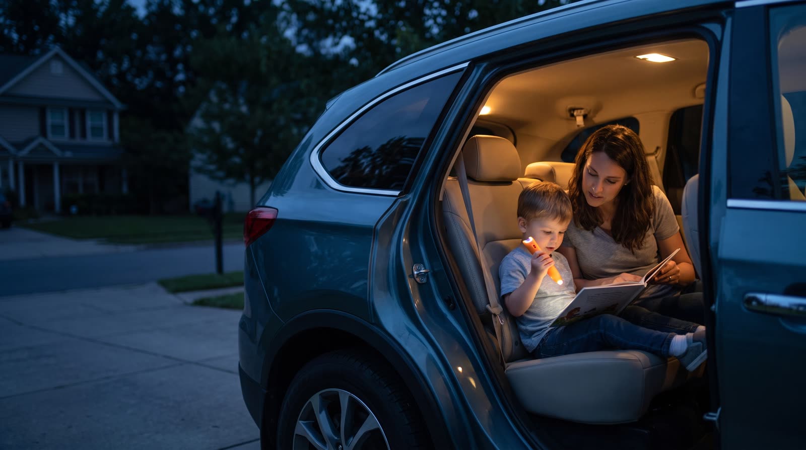 How can parents use reading pen books in the car for bedtime reading?